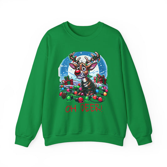 Funny Holiday Sweatshirt - "OH DEER!" Christmas Crewneck